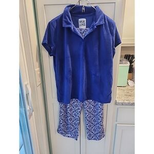 muk luks lounge set Sz L Blue Top And Pants
